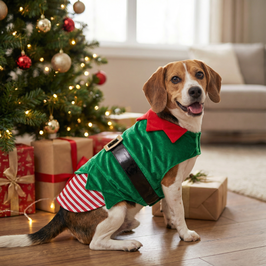 Christmas Pet Costume – Santa & Elf Edition (Red or Green)